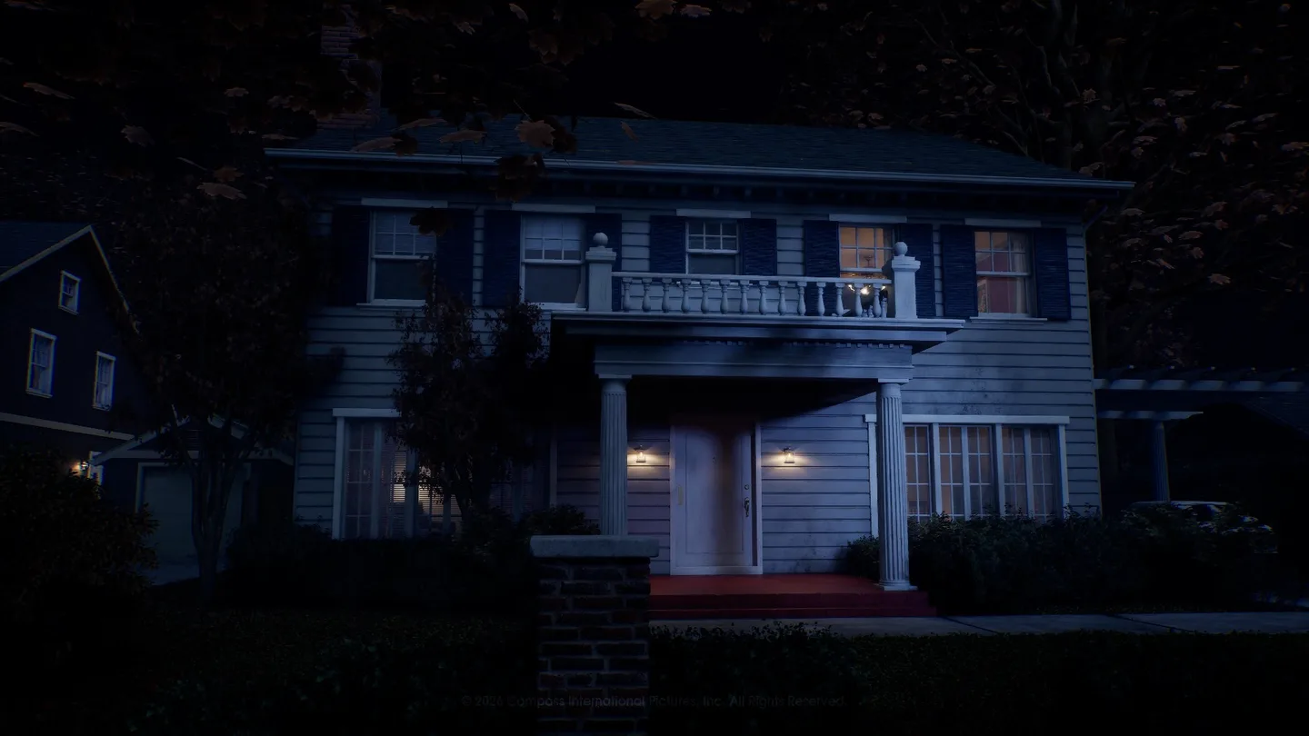 A two-story Haddonfield house stands dark at night in Orange Grove Estates.